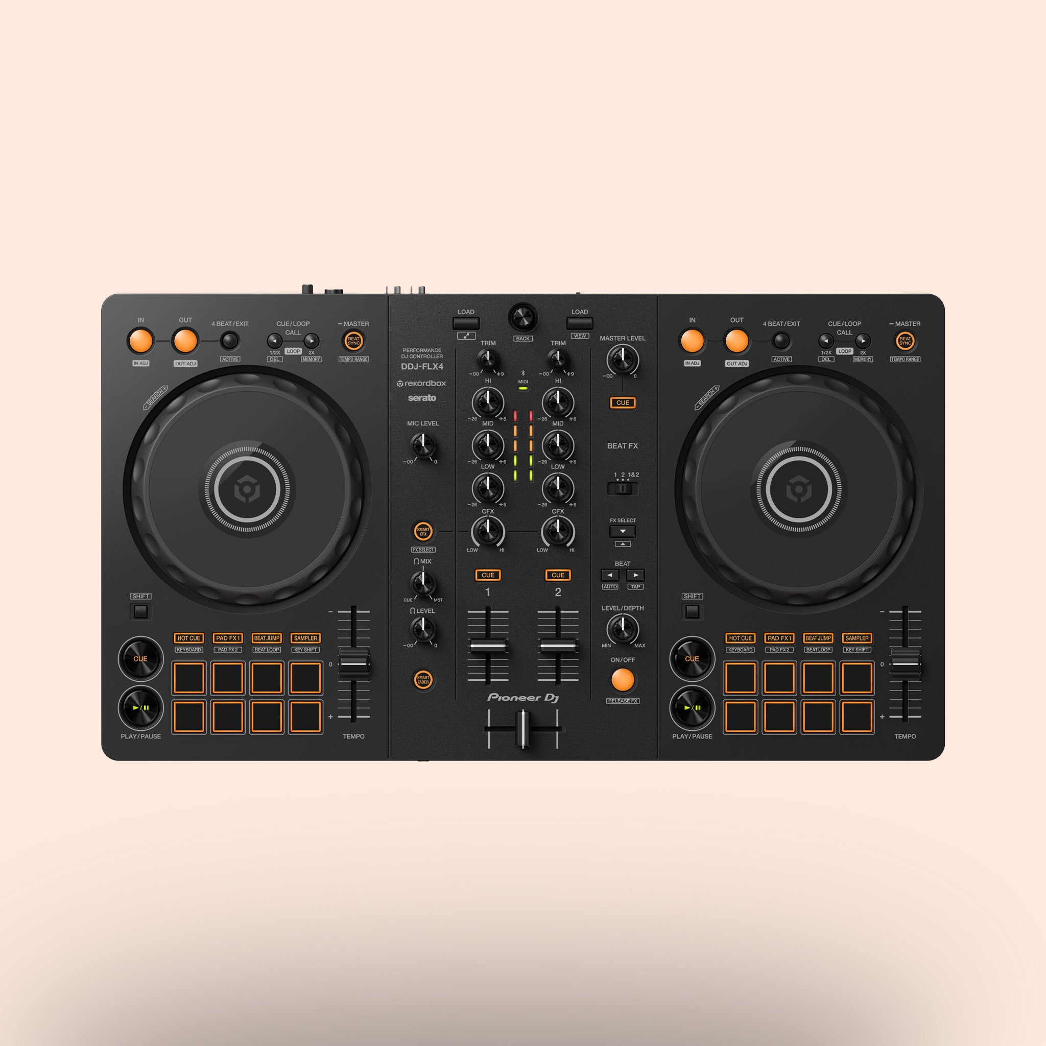 DJ-Controller Pioneer DJ DDJ-FLX4 in Schwarz, DJ, Club, Performance.