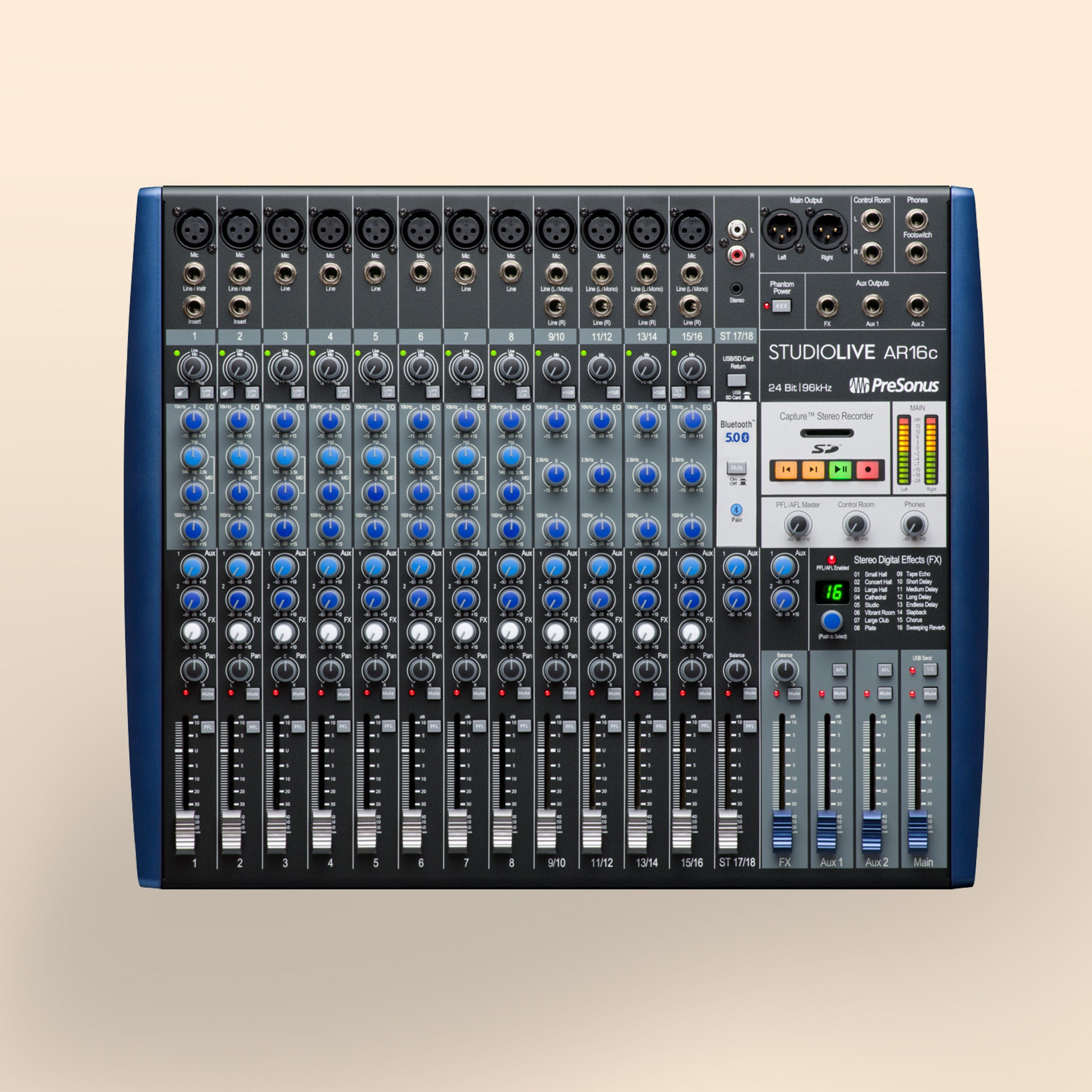 Mischpult PreSonus StudioLive AR16c in Schwarz, Studio, Live, Recording.