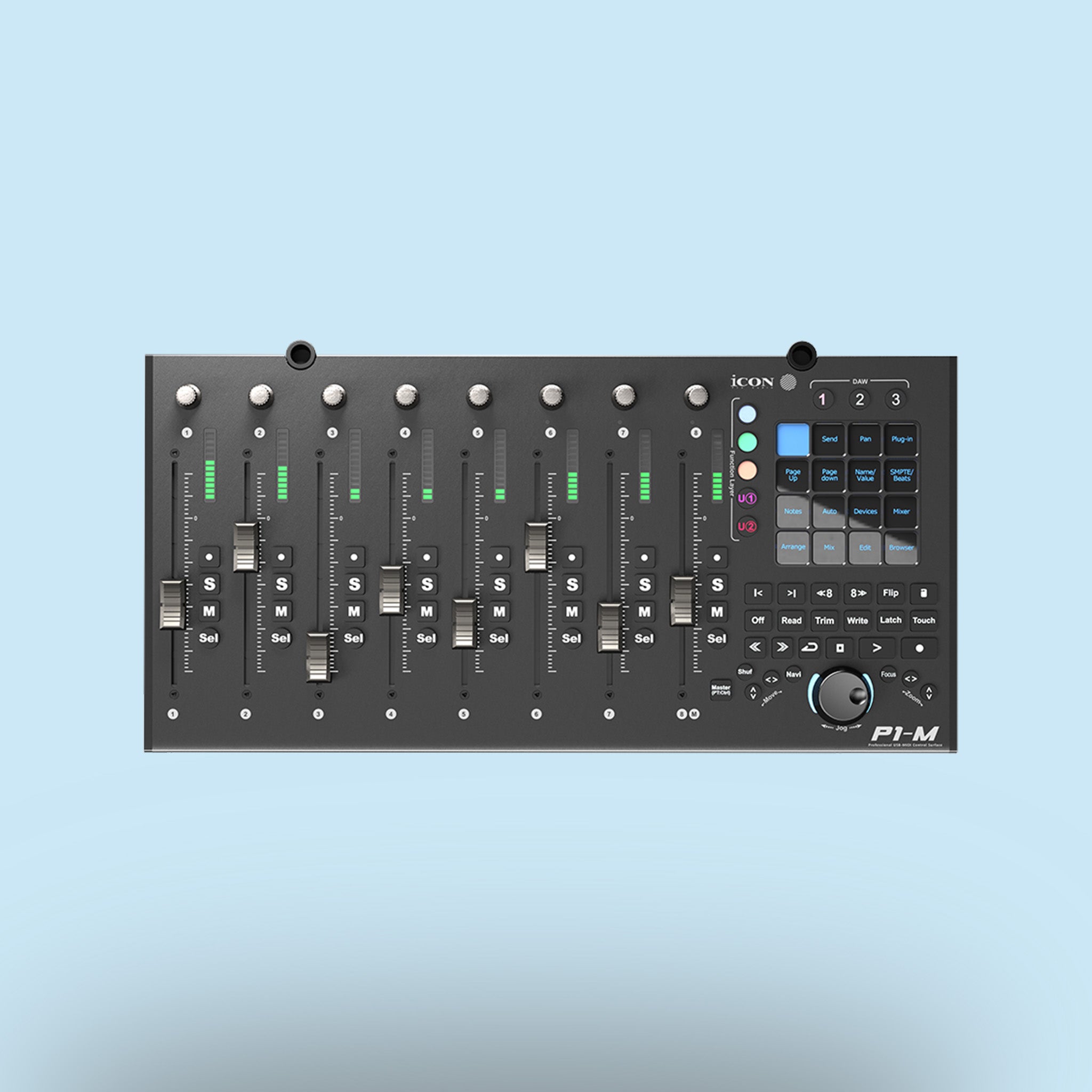 DAW-Controller iCON P1-M in Schwarz, Studio, DAW, Mixing.