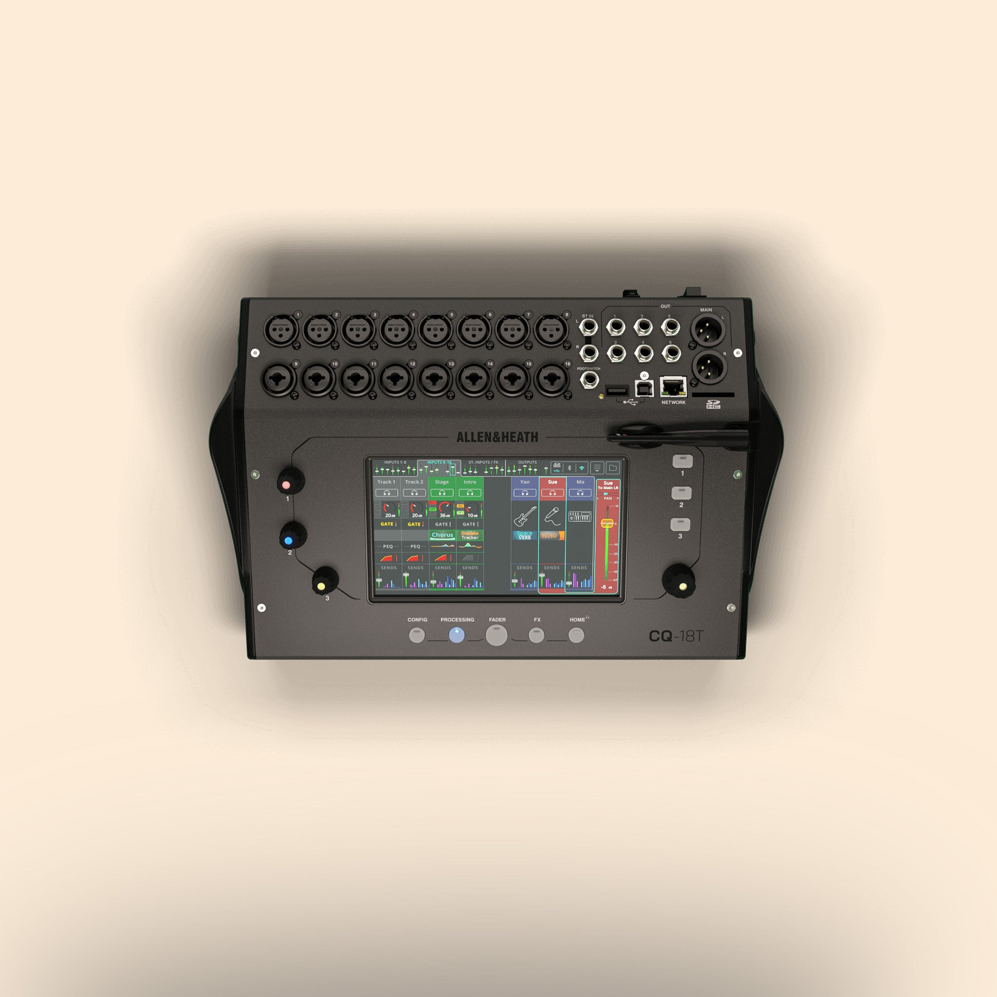 Digitalmischpult Allen & Heath CQ-18T in Schwarz, Studio, Live, Recording.