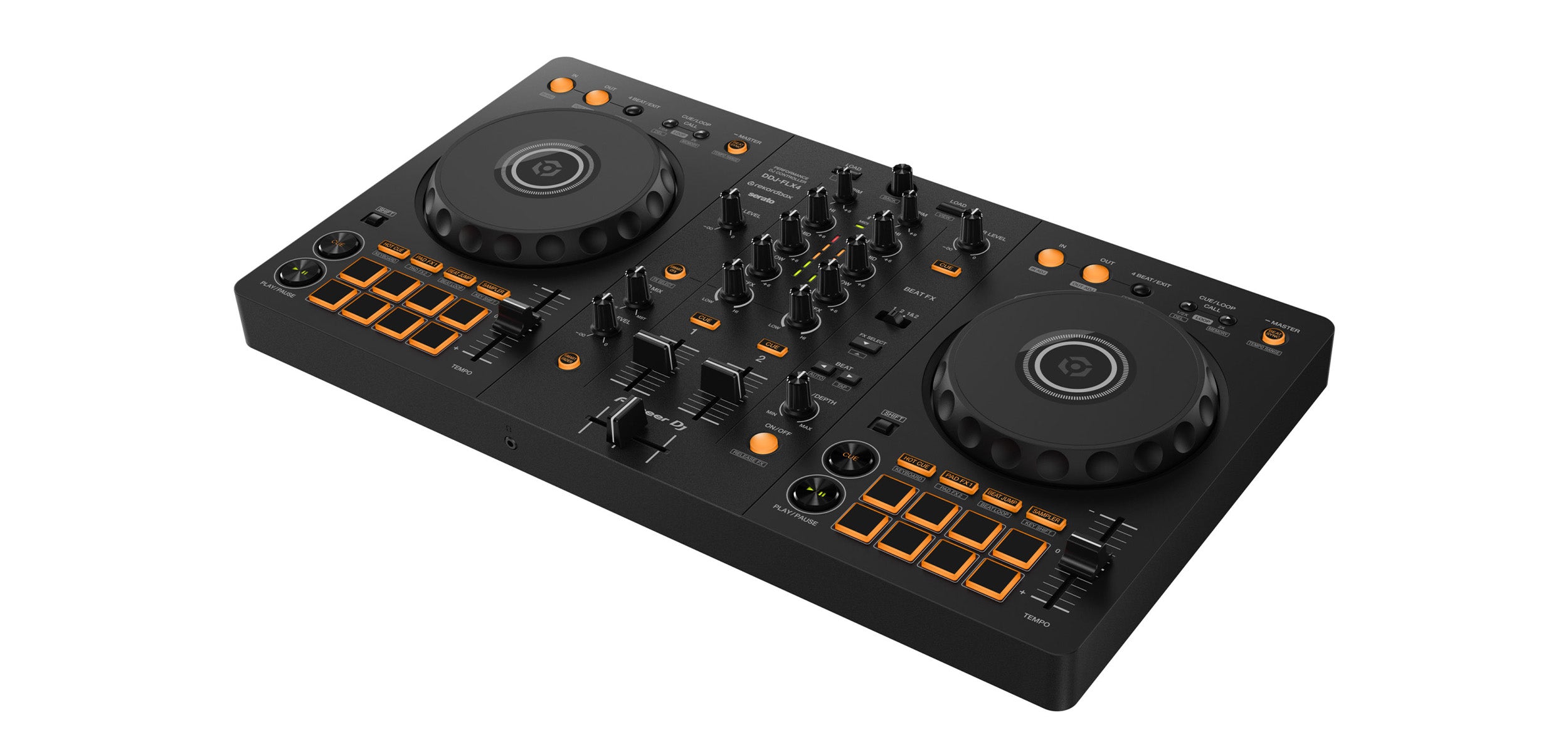 DJ-Controller Pioneer DJ DDJ-FLX4 in Schwarz, DJ, Club, Performance.